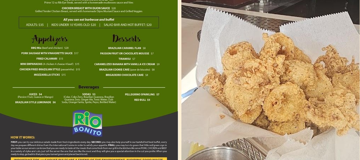 Rio Bonito Grill Menu